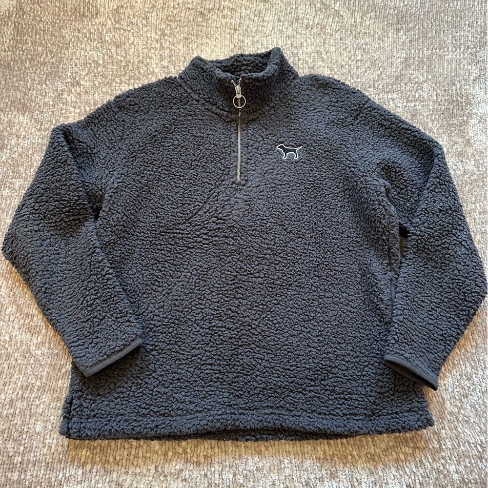 Victoria’s Secret PINK Grey Sherpa 1/4 Zip Pullover
